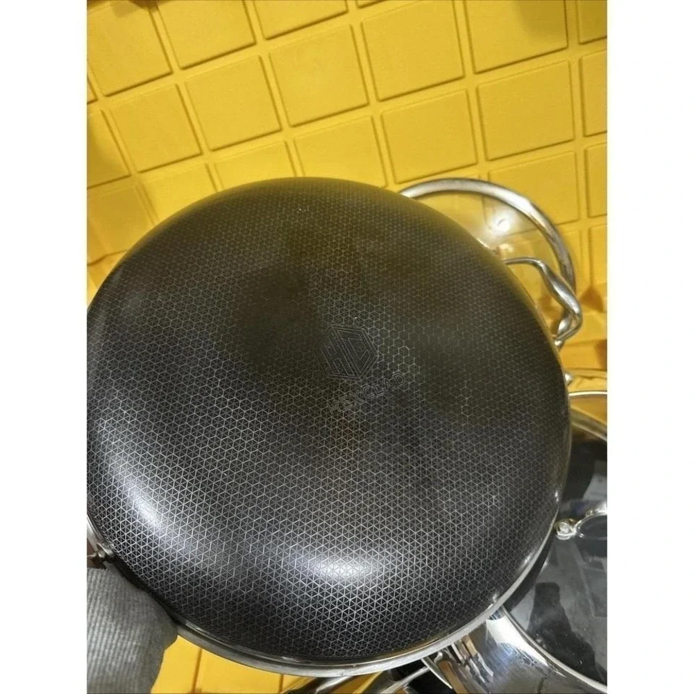HEXCLAD 5 Piece Nonstick Stainless Steel Frying Pan Set 10 12 and 14